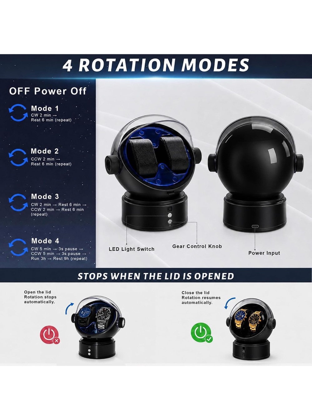 New Black Automatic Watch Winder - Picture 4 of 16